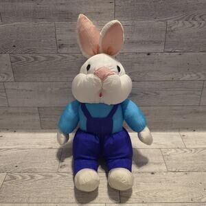 Easter Bunny Rabbit‎ International Silver Co Plush Nylon Purple Overalls 12”
